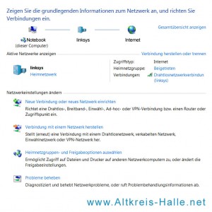 Windows 7 Netzwerk- und Freigabecenter