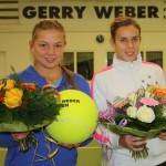 Die Damen-Konkurrenz bei den 22. GERRY WEBER Indoor OPEN in HalleWestfalen gewann die 21-jährige Russin Marina Melnikova (links) mit einem Dreisatz-Finalsieg gegen Syna Kayser. © prprbüro sport presse (HalleWestfalen)