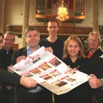 Die Inhalte der 48. Haller Bachtage stellten in der Altstädter Nicolaikirche in Bielefeld (von links) Hülya Dolgun (Schülerin Peter Korschack-Schule HalleWestfalen), Gregor van den Boom (Konzertmeister Orchester La Rejouissance), Martin Rieker (Künstlerischer Leiter Haller Bachtage), Volker Eisenach (Choreografie Tanzperformance), Olivia Glubinski (Schülerin Peter Korschack-Schule), Susanne Debour (Kulturbüro Stadt HalleWestfalen) und Tarik Ciflik (Schüler Peter Korschack-Schule) vor. © GERRY WEBER WORLD (HalleWestfalen)