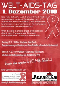 Spendensammlung auf dem Haller Nikolausmarkt am 27.11.2010, für den Welt-Aids-Tag