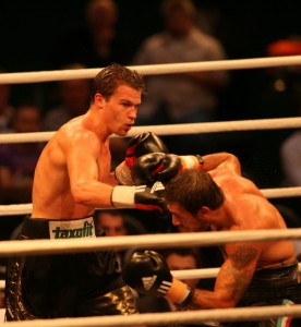 Der als Profi bisher ungeschlagene Neckarsulmer Dominik Britsch bestreitet in HalleWestfalen am 02. April 2011 seinen 22. Kampf als Berufsboxer im GERRY WEBER STADION.© Sauerland Event (honorarfrei)