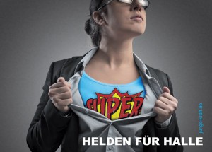 Helden für Halle lautet das Motto des diesjährigen Jugendförderwett-bewerbs. Am 11. Juli startet die zweite Phase mit neuen Postkarten und Postern.